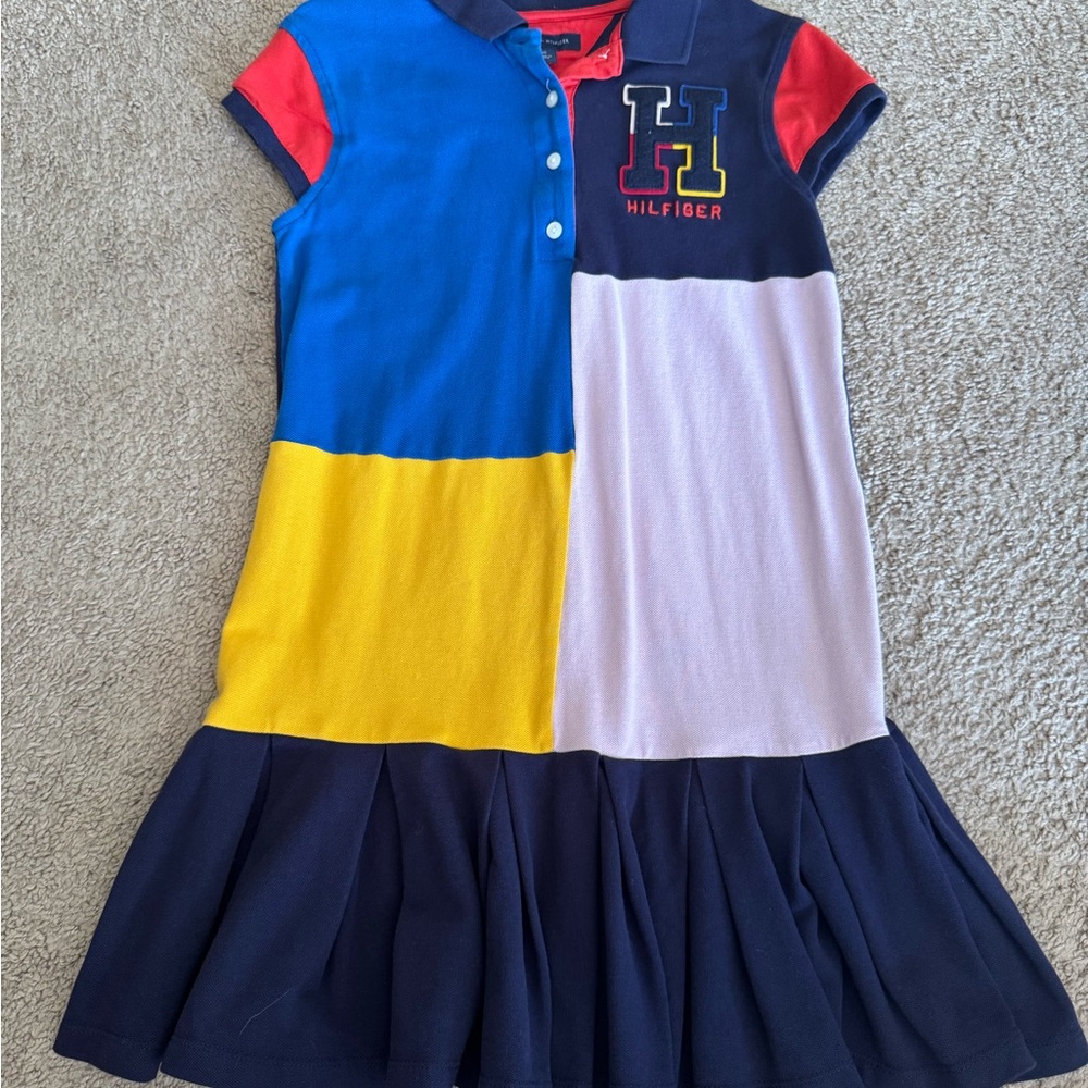 Tommy Hilfiger Blue and Yellow Pleated Polo Sundress